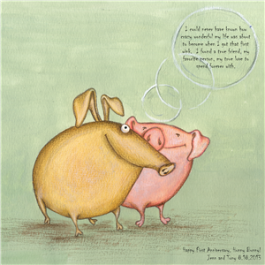 Pigs in Love - Watercolor Print with Custom Text