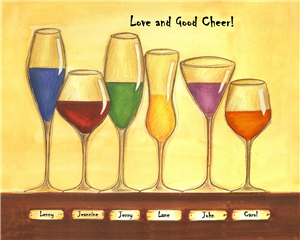 Cheers to Friendship Wine Glasses VI - Watercolor Print with Custom Text for Your Friends