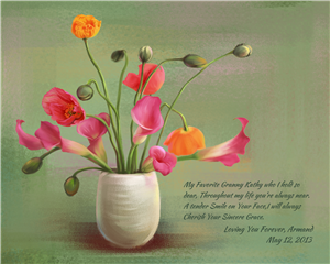 Flowers for Mother III - Watercolor Print with Custom Text