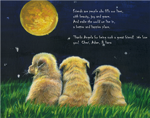 Dogs Under the Moon - Watercolor Print with Custom Text