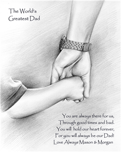 World's Greatest Dad Pencil Sketch Print with Quote