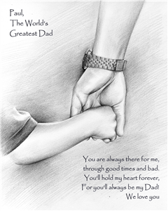 World's Greatest Dad Pencil Sketch Print with Quote