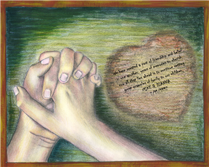 Holding Hands Watercolor Print with Custom Text