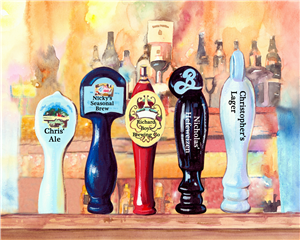 Personalized On Tap V Watercolor Print with Text