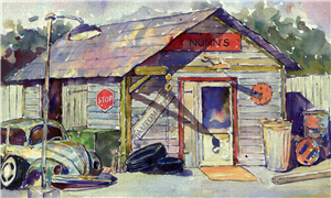 Garage Workshop Watercolor