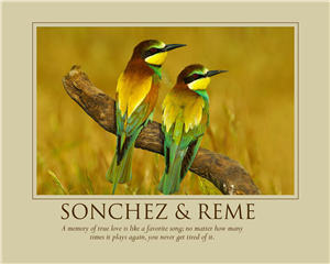 Love Birds Singing - Print with Custom Text for Anniversary