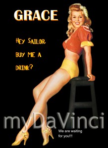 Low Cut Blouses Pinup Art Print with Custom Text