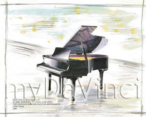 Custom Piano Watercolor Art Print with Your Own Saying