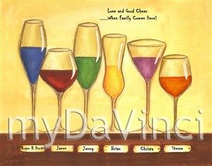 Cheers to Friendship Wine Glasses VI - Watercolor Print with Custom Text for Your Friends