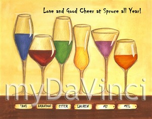Cheers to Friendship Wine Glasses VI - Watercolor Print with Custom Text for Your Friends