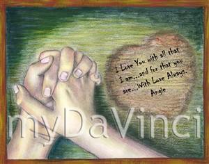 Holding Hands Watercolor Print with Custom Text