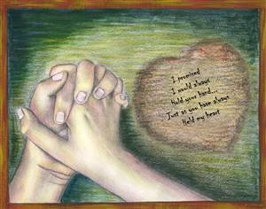 Holding Hands Watercolor Print with Custom Text