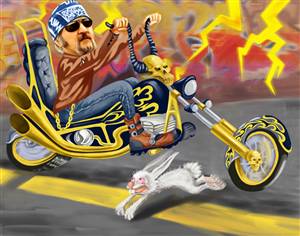 Hell on Wheels Biking Man Caricature from Photo