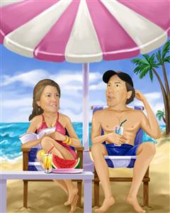 Beach Couple Caricature from Photos