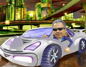 City Driving Man Caricature from Photo