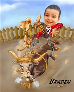 Bull Riding Caricature from Photo