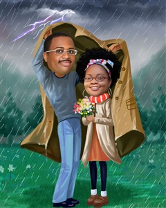 Couple Caricature - Stand by Me in Storm, from Photos