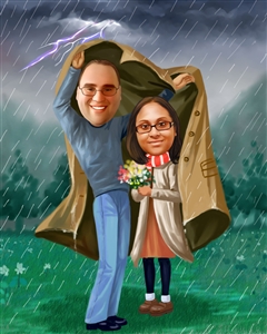 Couple Caricature - Stand by Me in Storm, from Photos