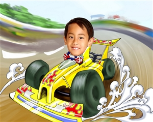 Car Racing Caricature from Photo