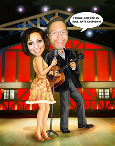 Rock Star Musician Couple Caricature from Photos