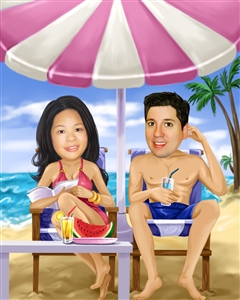 Beach Couple Caricature from Photos