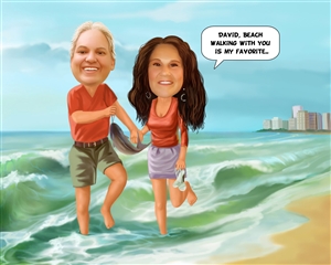 The Vacation Couple Caricature from Photos