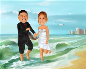 The Vacation Couple Caricature from Photos