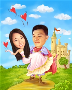 Knight and Princess Romance Caricature from Photos