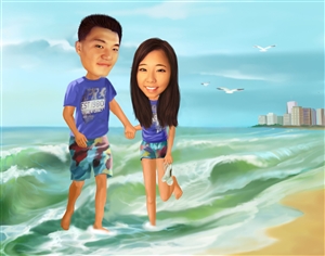 The Vacation Couple Caricature from Photos