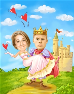 Knight and Princess Romance Caricature from Photos