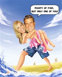 Honeymoon on the Beach Caricature from Photos