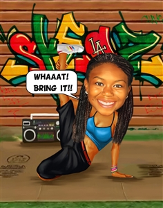 Street Dancing Girl Caricature from Photo