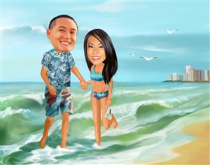 The Vacation Couple Caricature from Photos