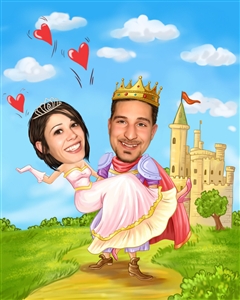 Knight and Princess Romance Caricature from Photos