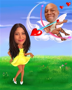 Cupid in Love Romance Caricature from Photos