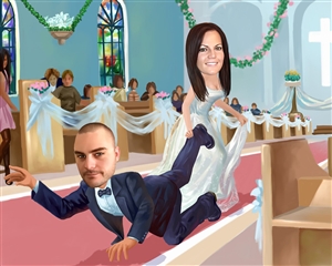 Wedding Day Couple Caricature from Photos