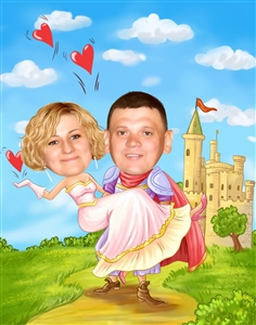 Knight and Princess Romance Caricature from Photos