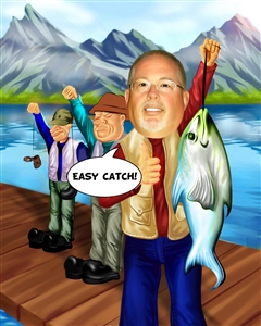 Fishing Man Caricature from Photo