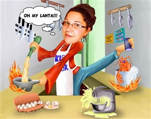 Super Chef Woman Caricature from Photo