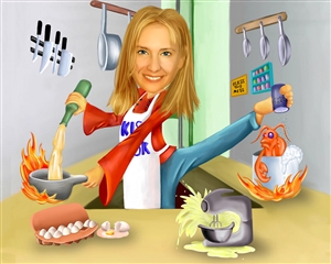 Super Chef Woman Caricature from Photo