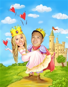 Knight and Princess Romance Caricature from Photos