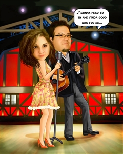 Rock Star Musician Couple Caricature from Photos