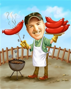 Picnic Cook Man Caricature from Photo