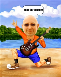 Guitar Playing Man Caricature from Photo