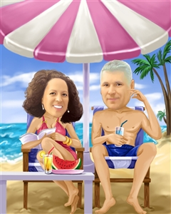 Beach Couple Caricature from Photos