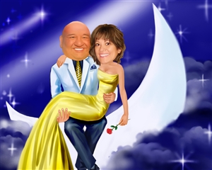 Moon Night Romance Caricature from Photos