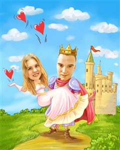 Knight and Princess Romance Caricature from Photos