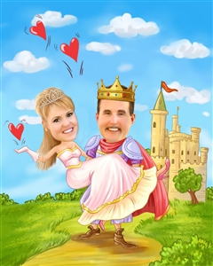 Knight and Princess Romance Caricature from Photos