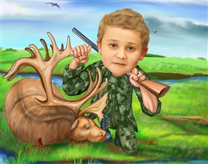 Hunting Man Caricature from Photo