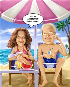 Beach Couple Caricature from Photos